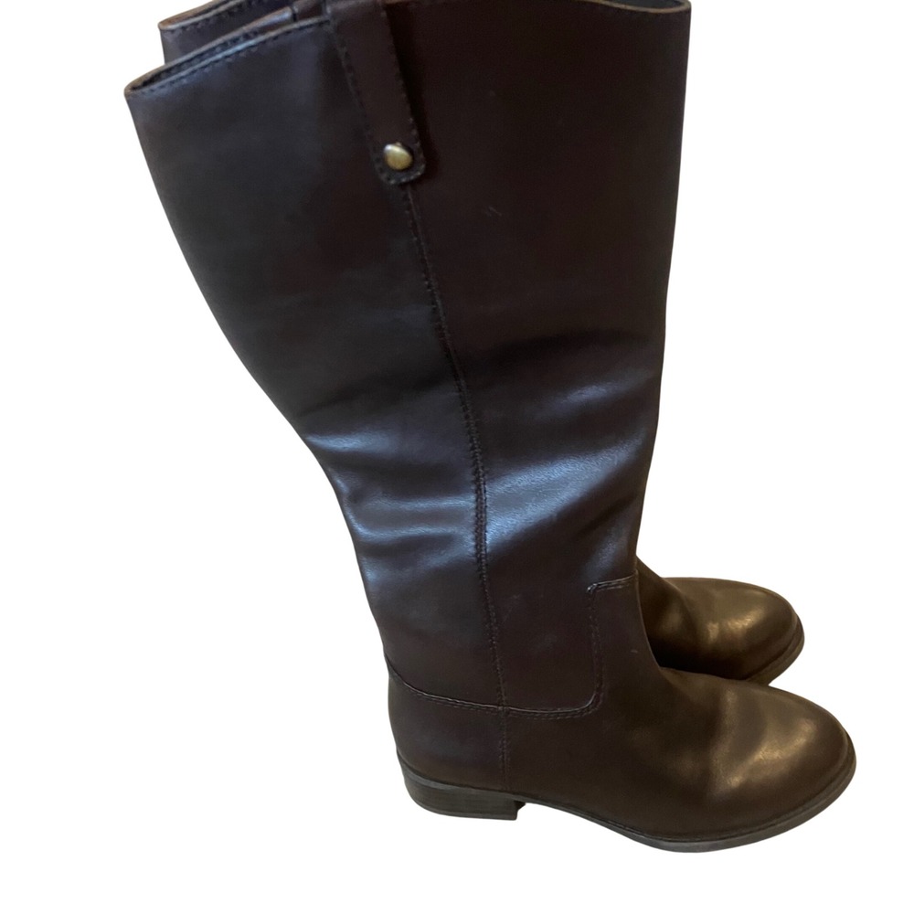 INC International Concepts Fawne XWC Dark Brown Leather Wide Calf Riding Boot 7W